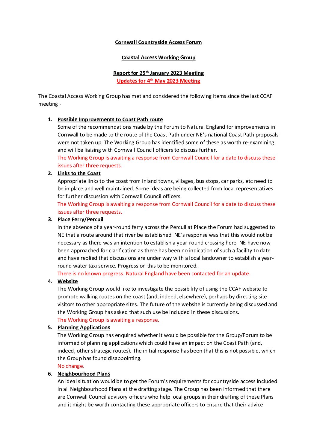 CLAF Coastal Access WG Report 05-2023